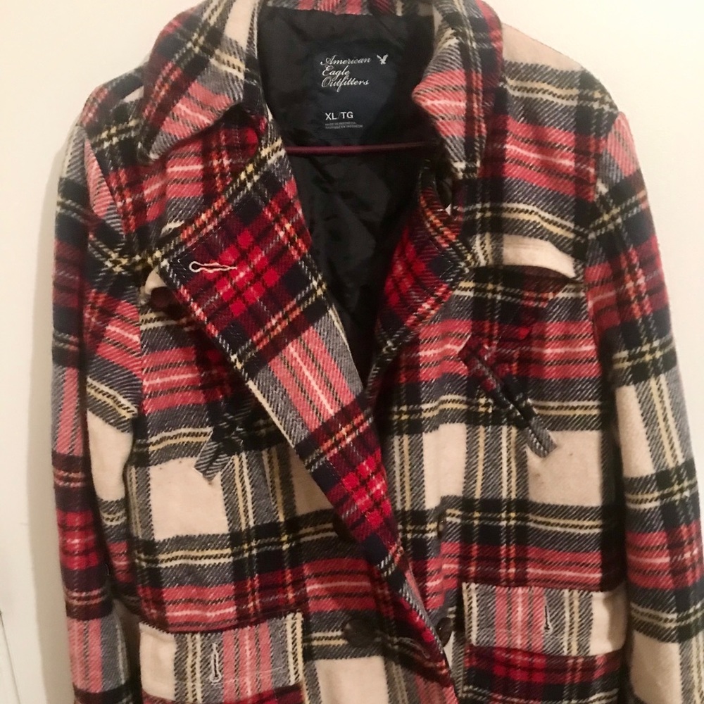 AEO plaid pea coat